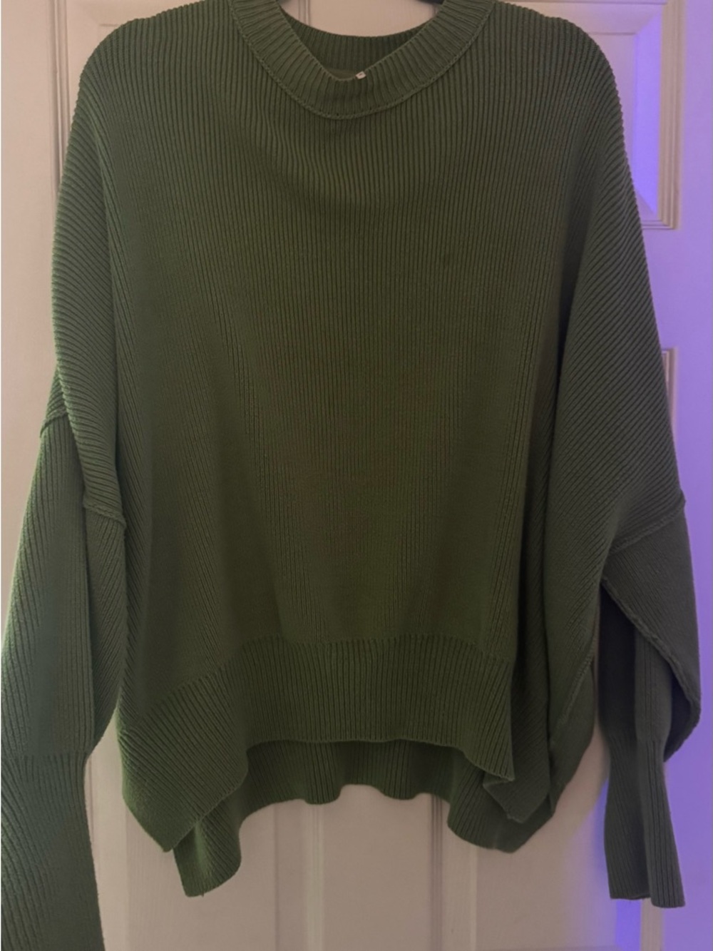 Free People Relaxed Olive Green Women's Ribbed Sweater - Picture 4 of 5